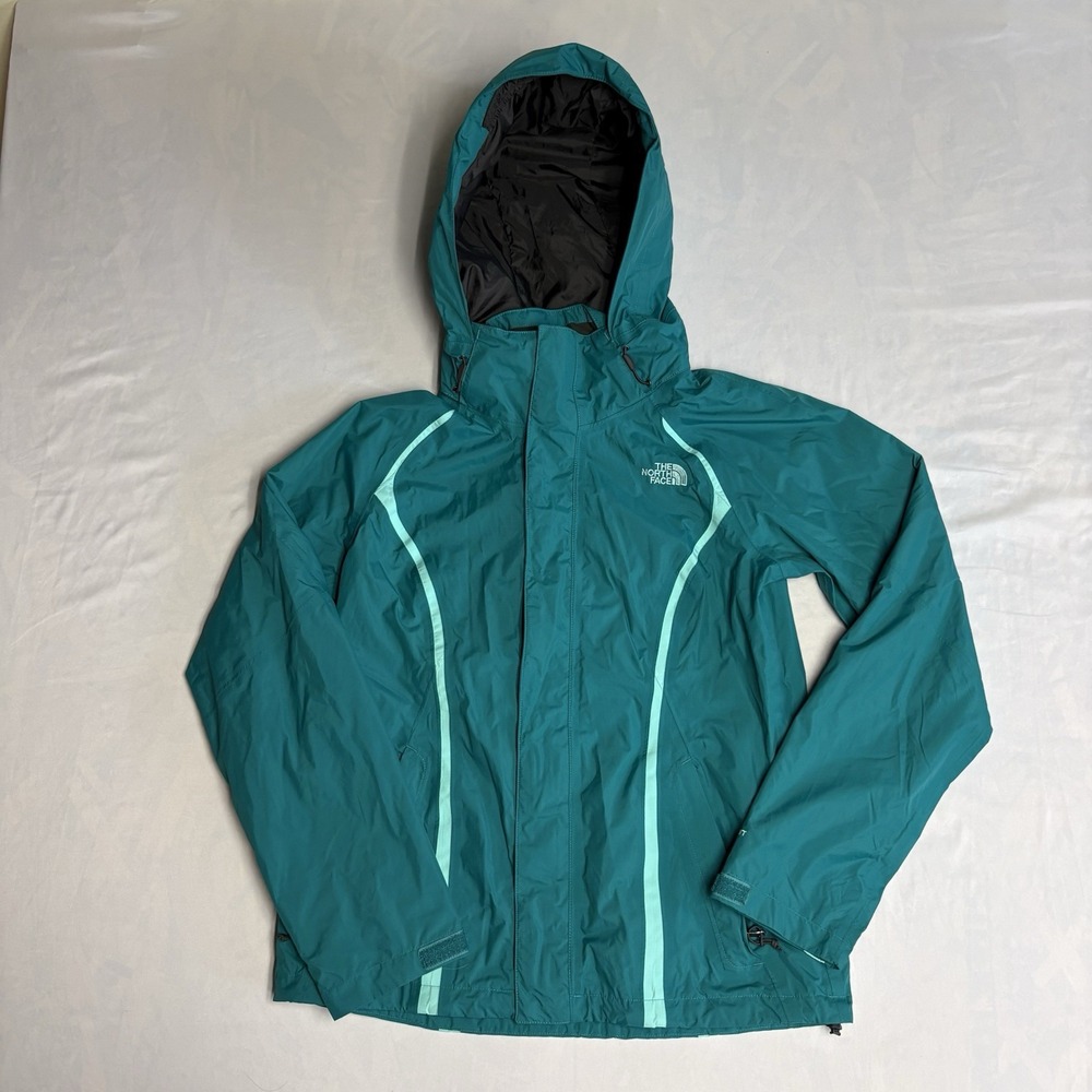 The North Face Women's Line Green Jacket Double Zip Removable Hood Rain Snow